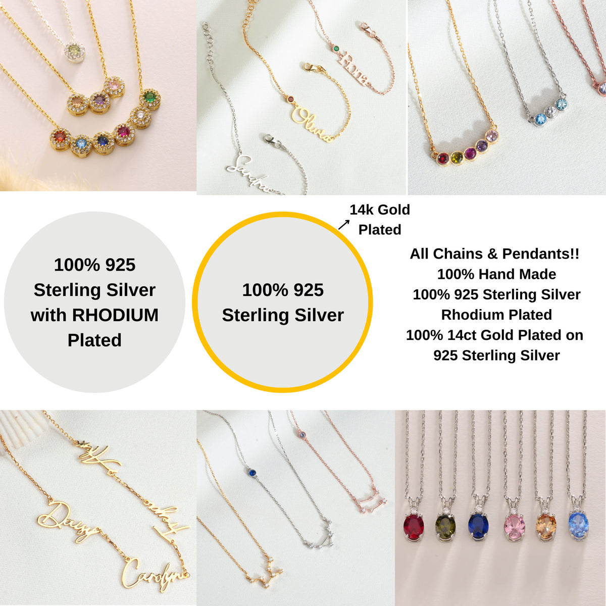 Gold Vermeil & Silver Family Birthstone Necklace