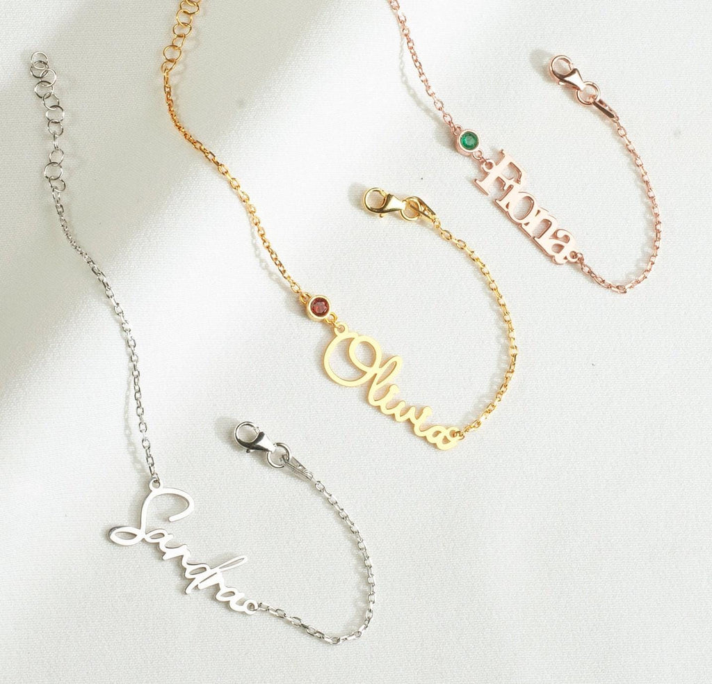 Custom Name Bracelet with Birthstone