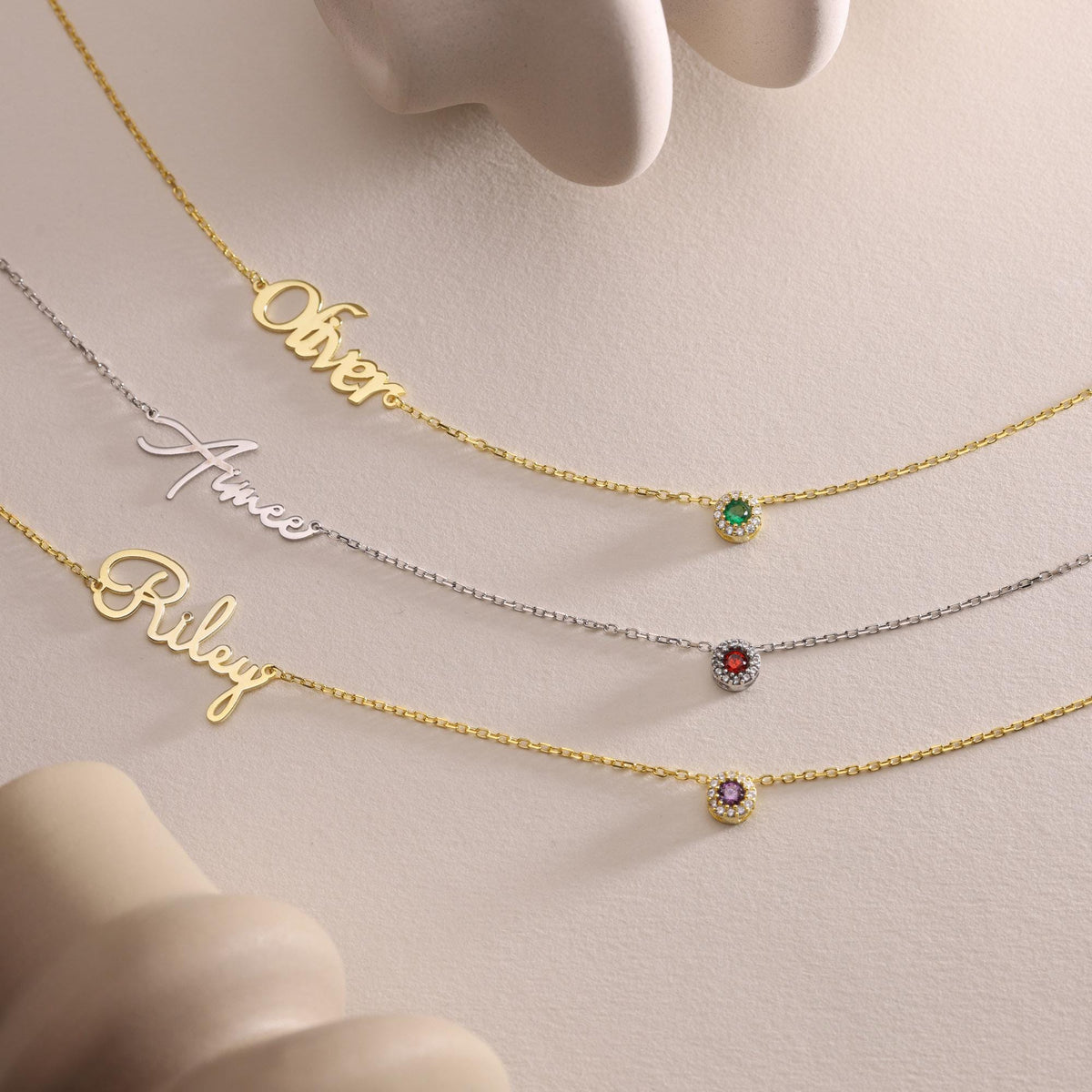 925 Silver Name Necklace with Birthstone