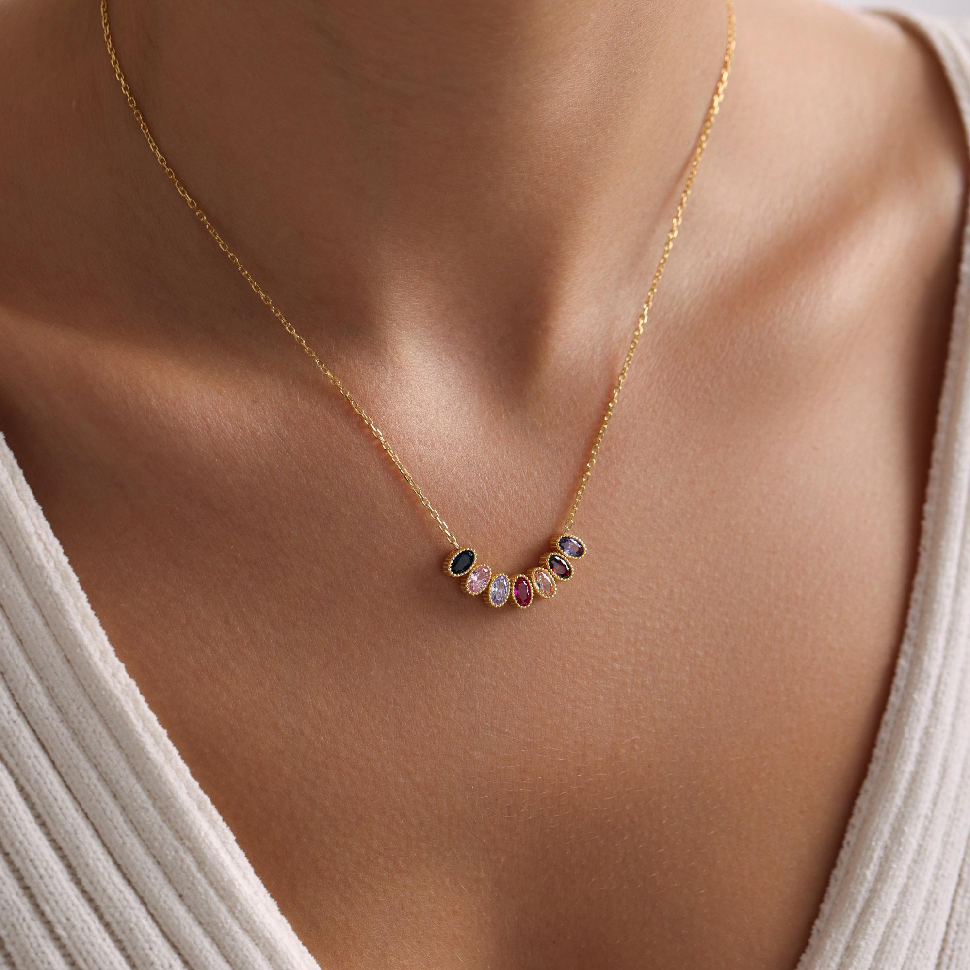 Handmade Sterling Silver Family Birthstone Necklace
