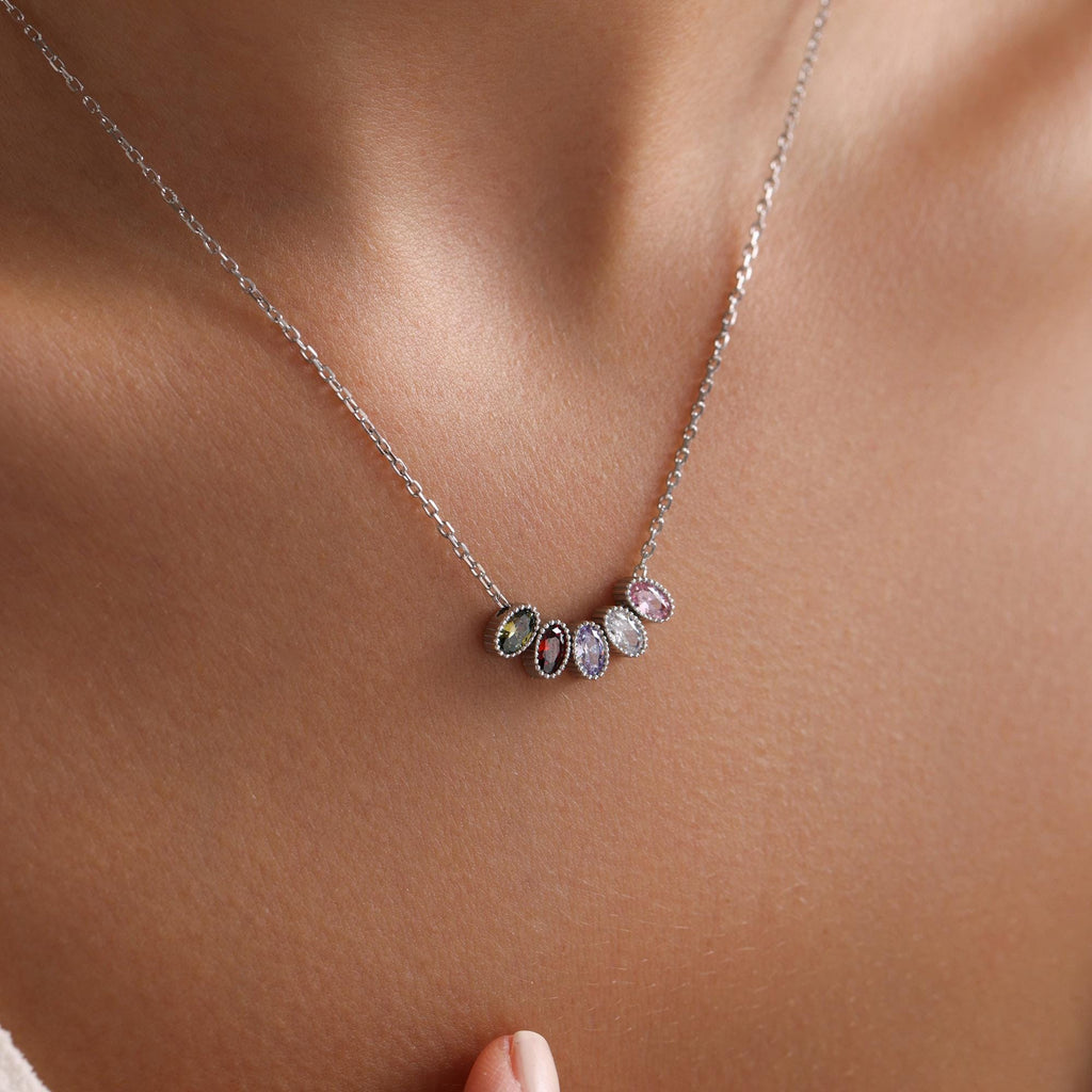 Handmade Sterling Silver Family Birthstone Necklace