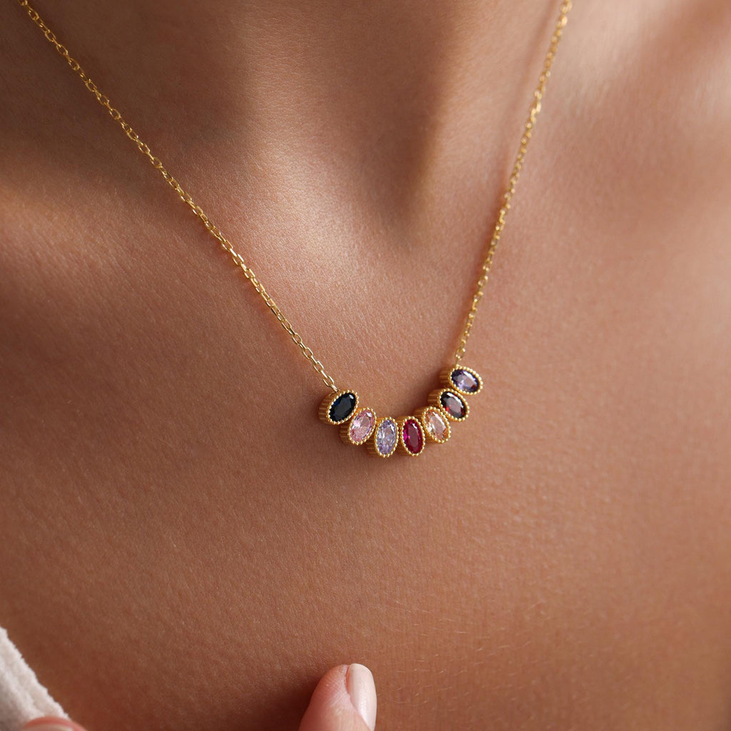 Sterling Silver Family Birthstone Necklace