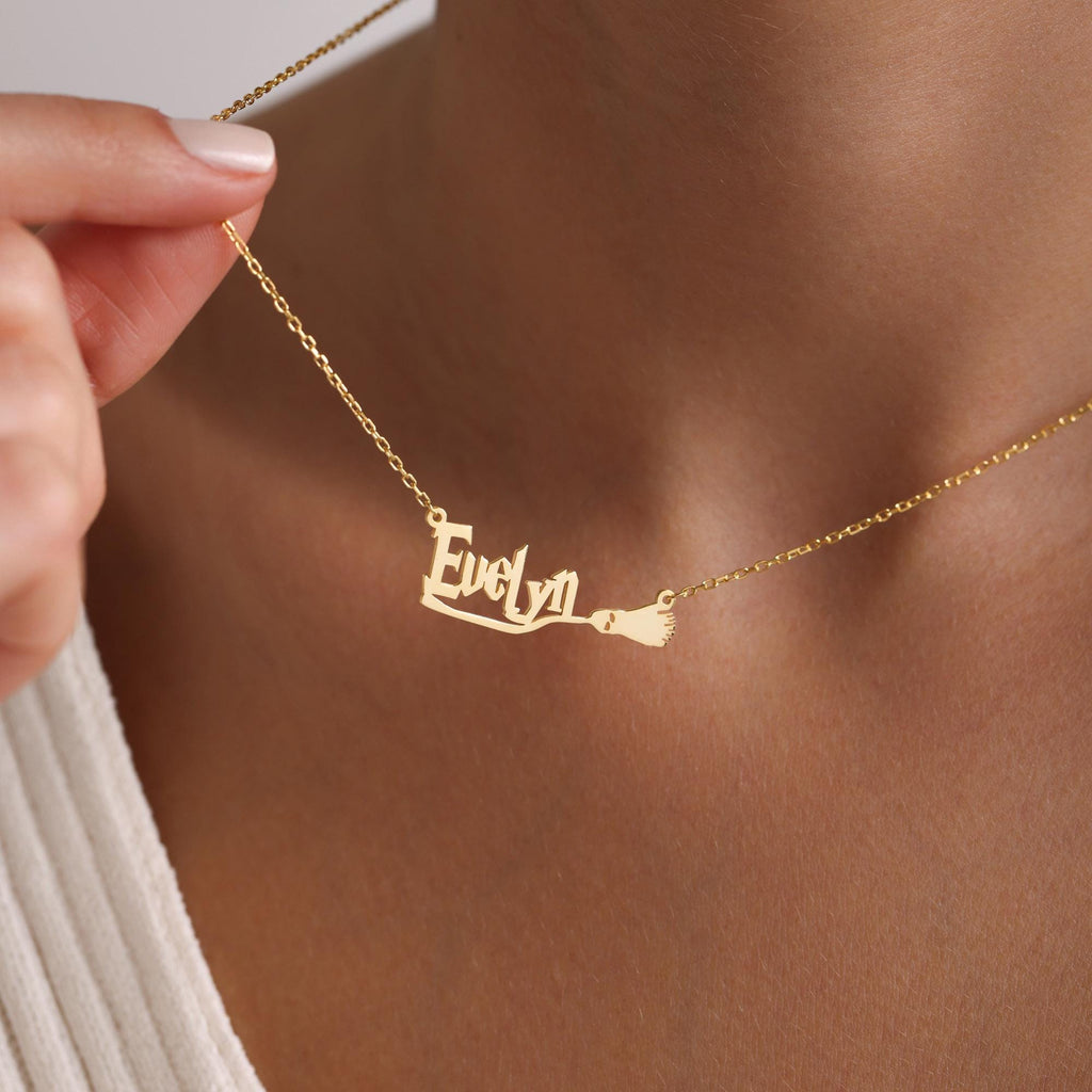 Personalized Broom Name Necklace