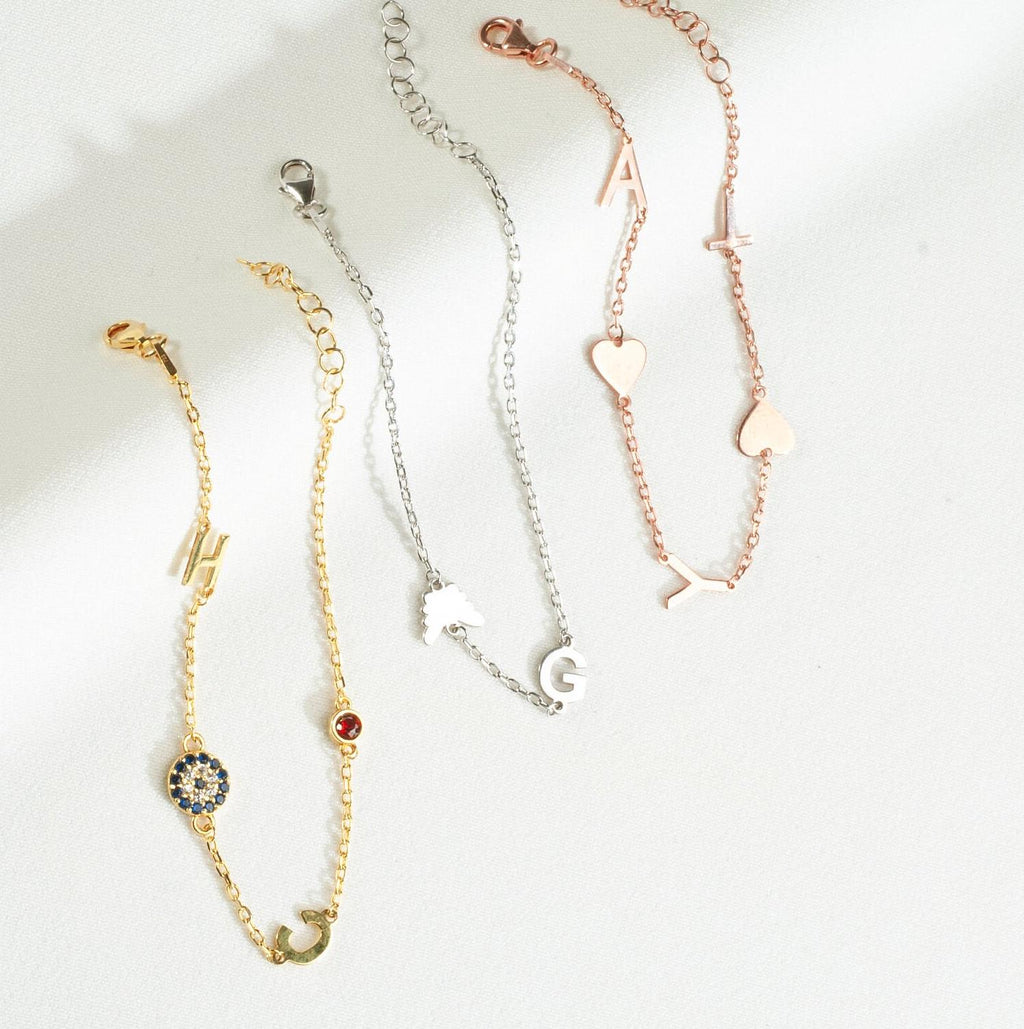 Personalized Initial Birthstone Bracelet
