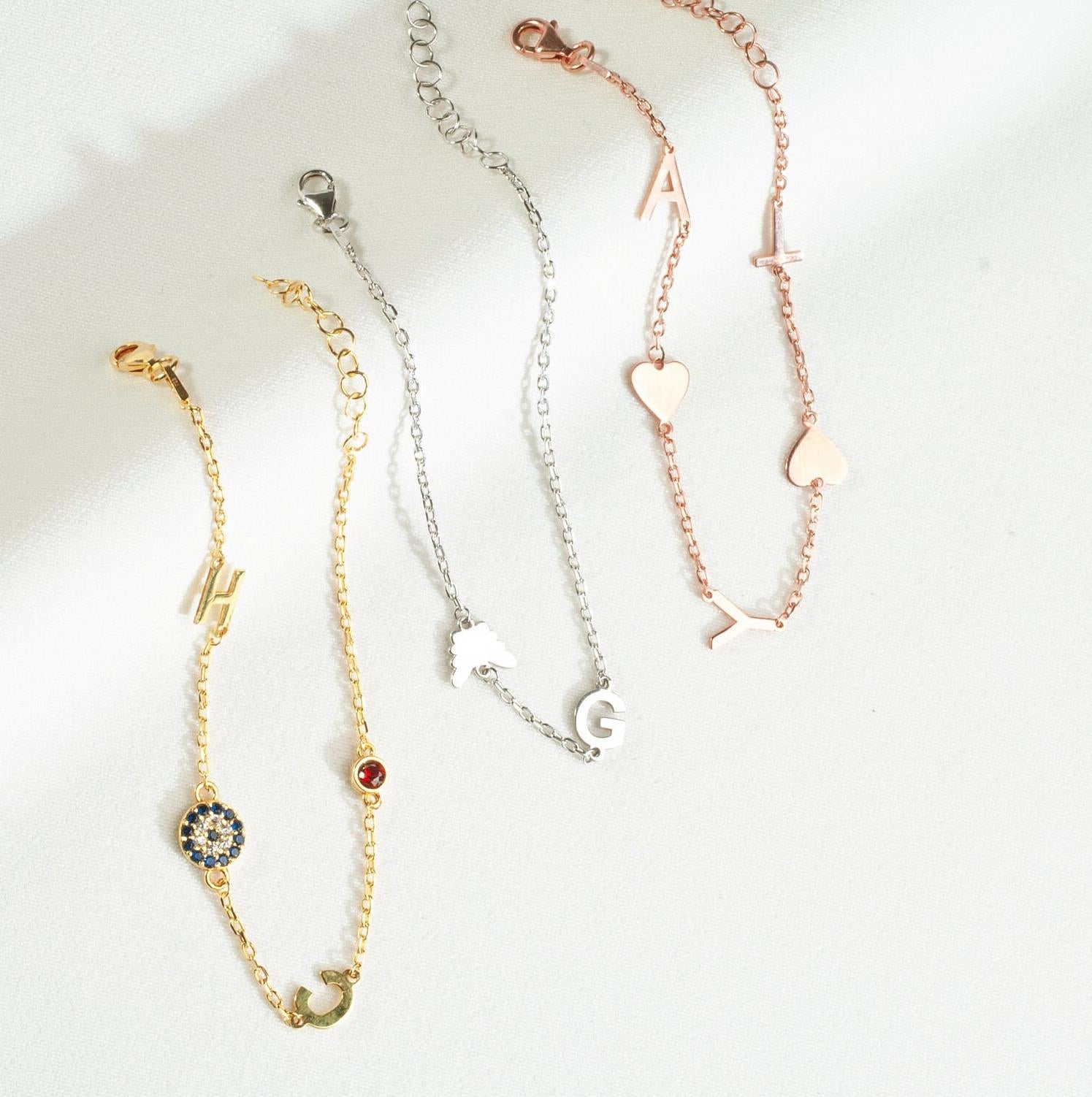 Personalized Initial Birthstone Bracelet