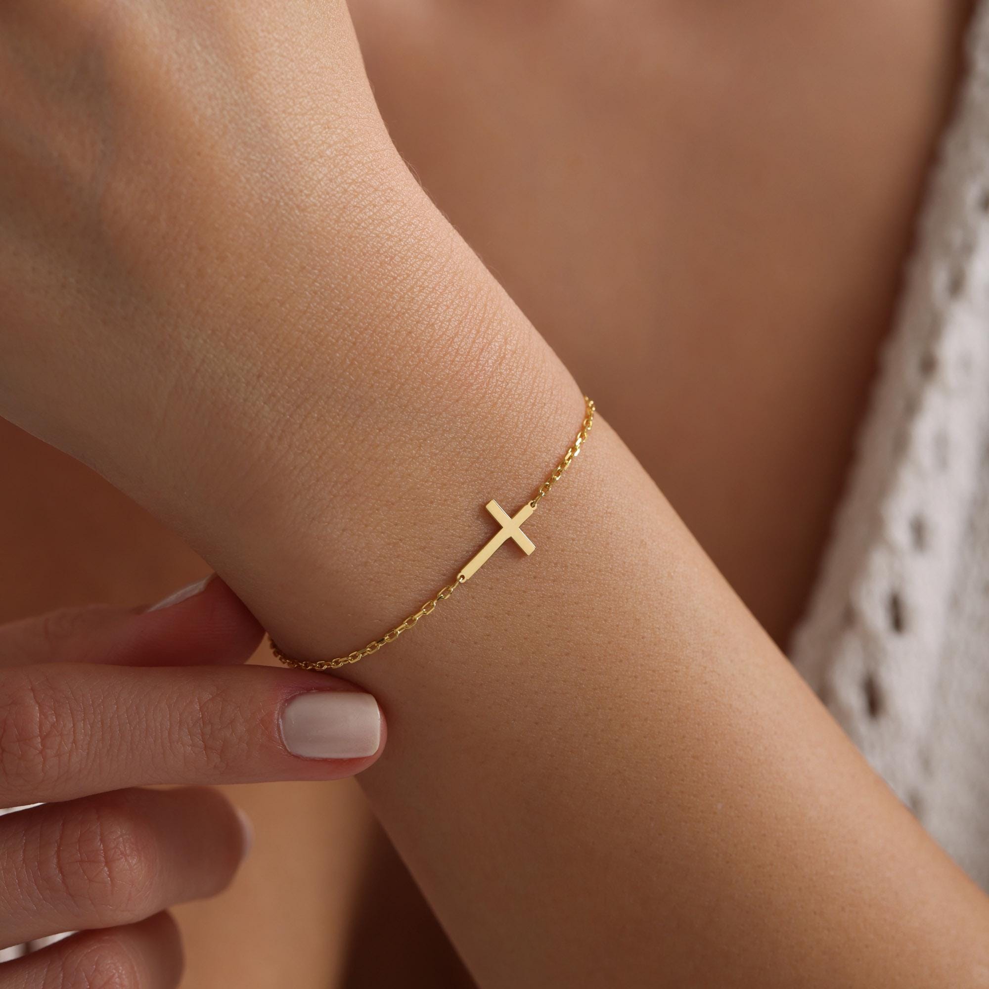 Handmade Gold Vermeil Cross Bracelet