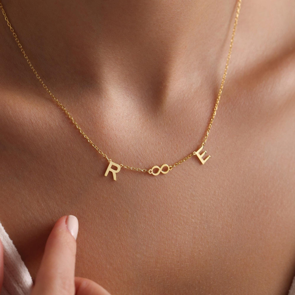 Sterling Silver Initial Infinity Necklace