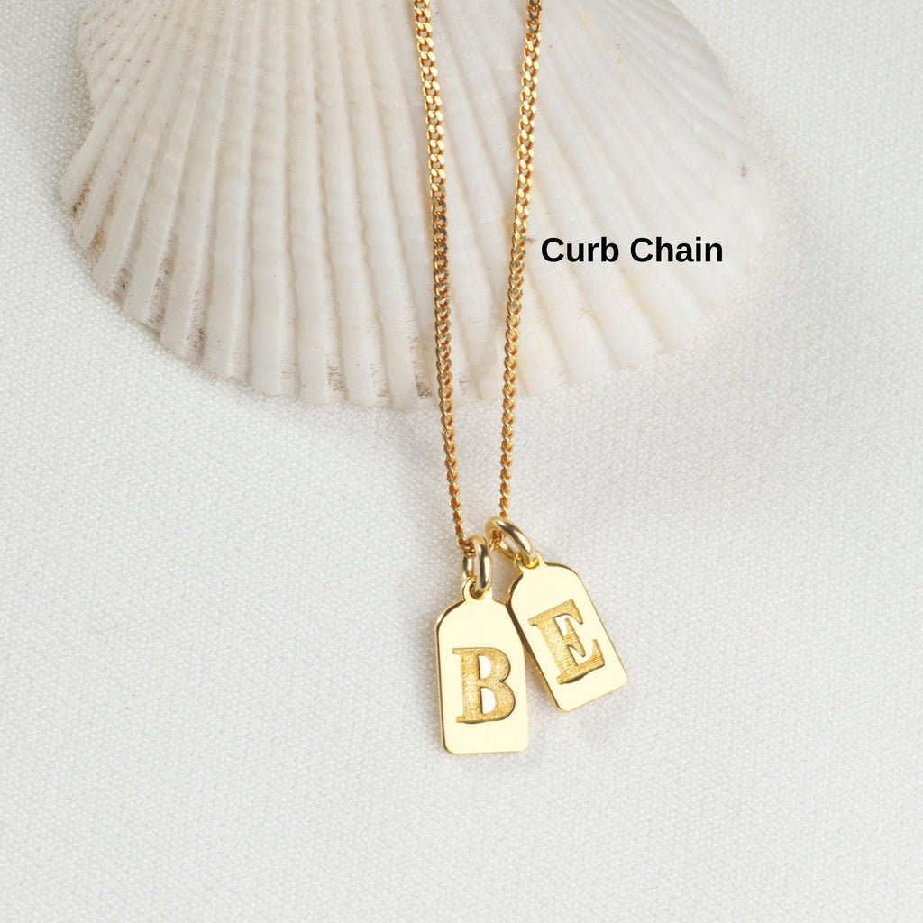 Personalized Sterling Silver Initial Tag Necklace