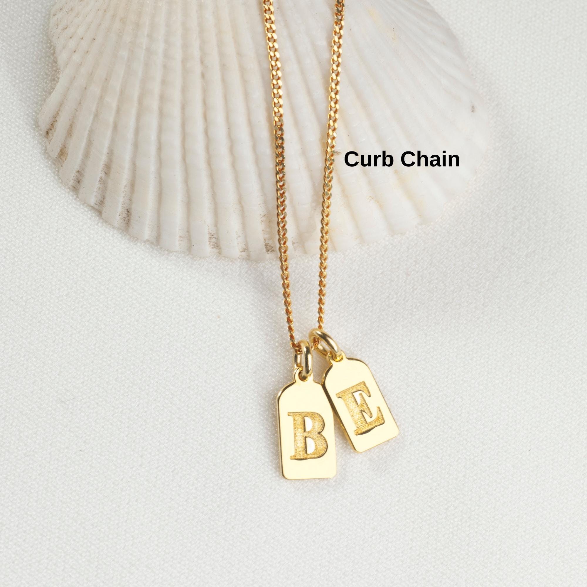Personalized Sterling Silver Initial Tag Necklace