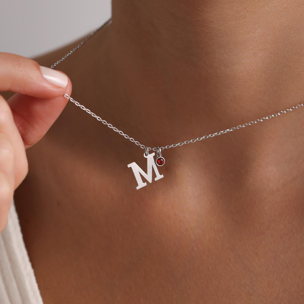 Personalized Birthstone Initial Necklace