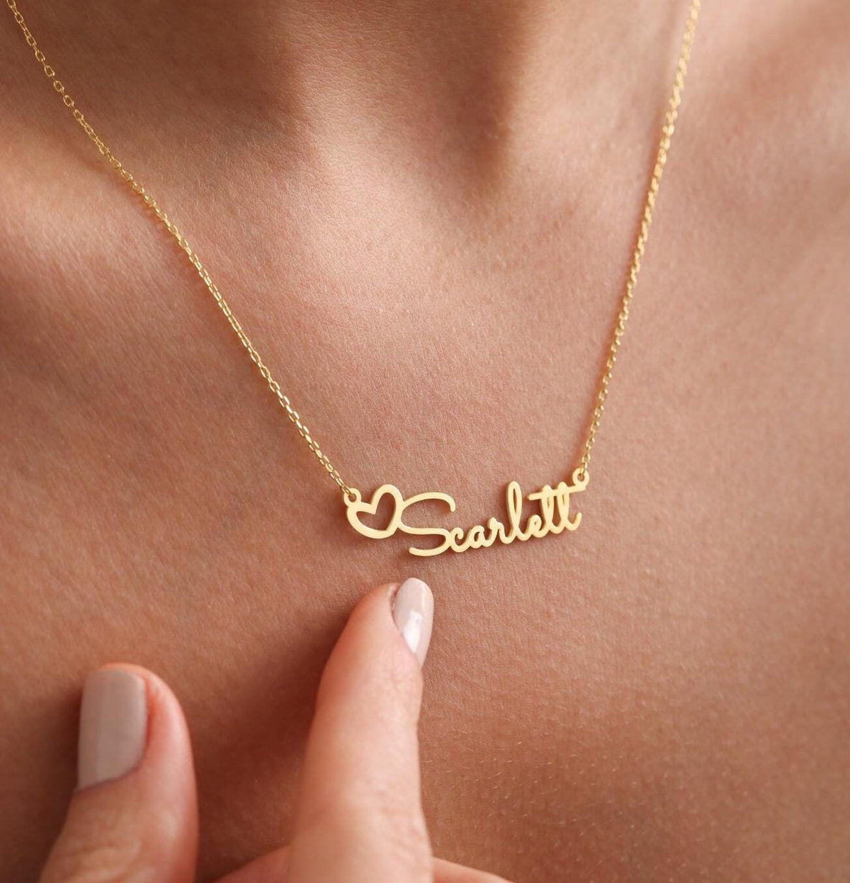 Gold Vermeil & Silver Heart Name Necklace