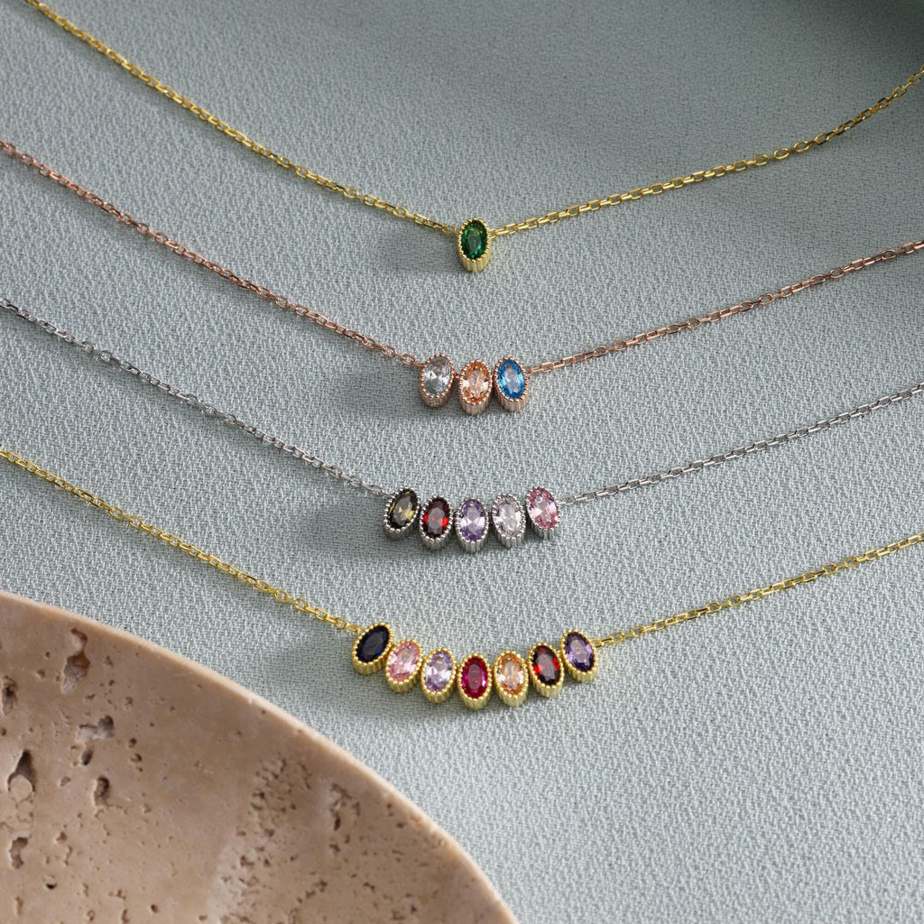 Sterling Silver Family Birthstone Necklace