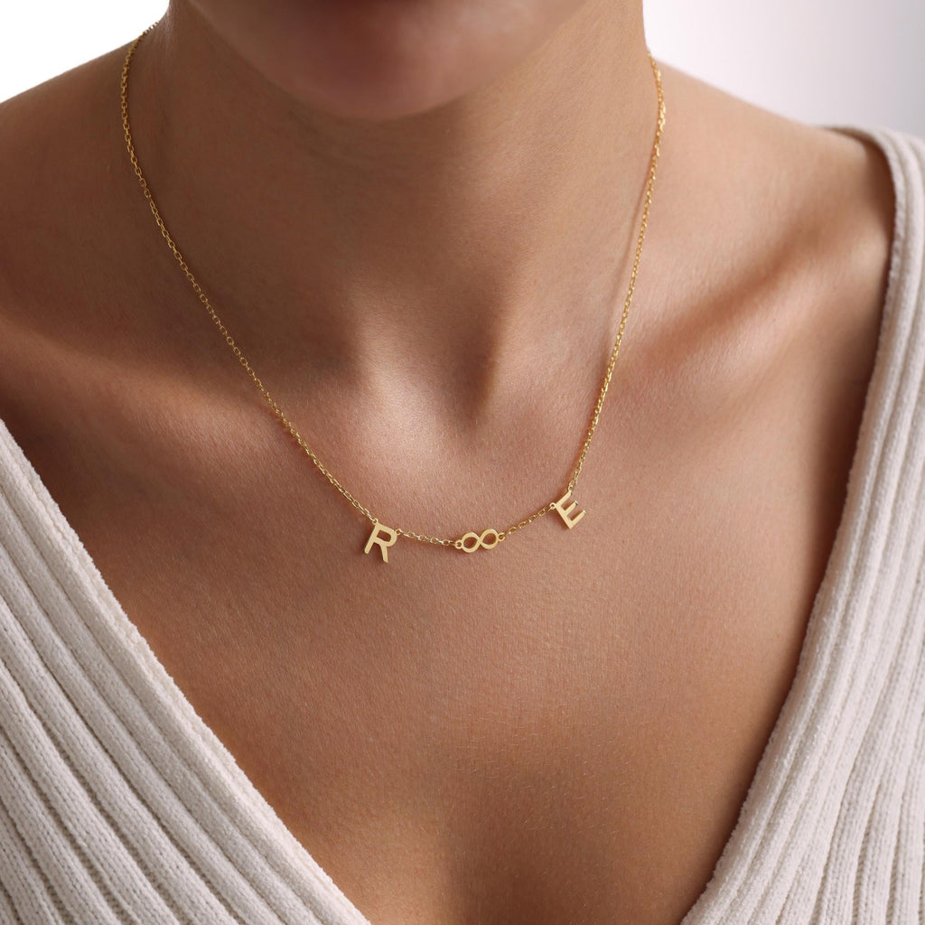 Sterling Silver Initial Infinity Necklace