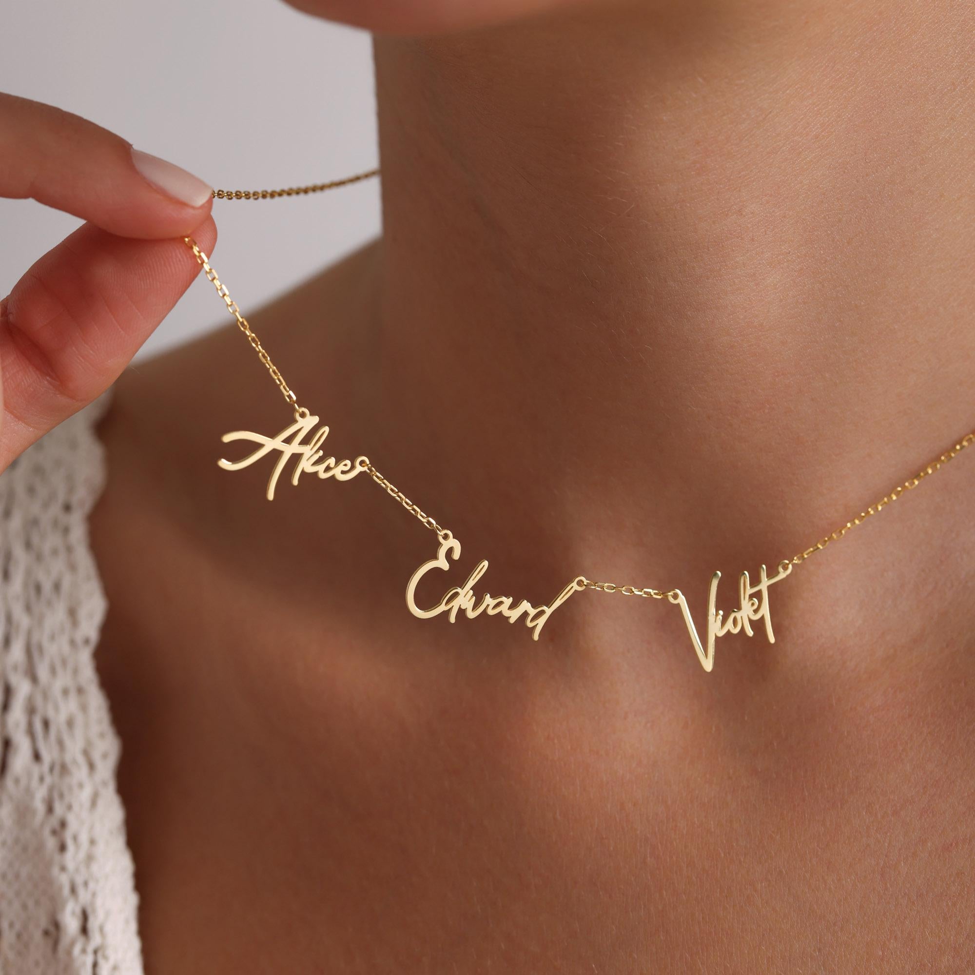 Gold Multiple Name Necklace