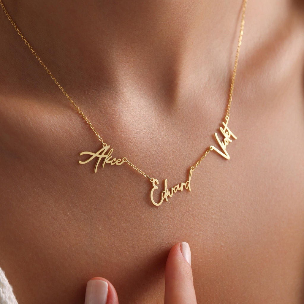 Gold Multiple Name Necklace