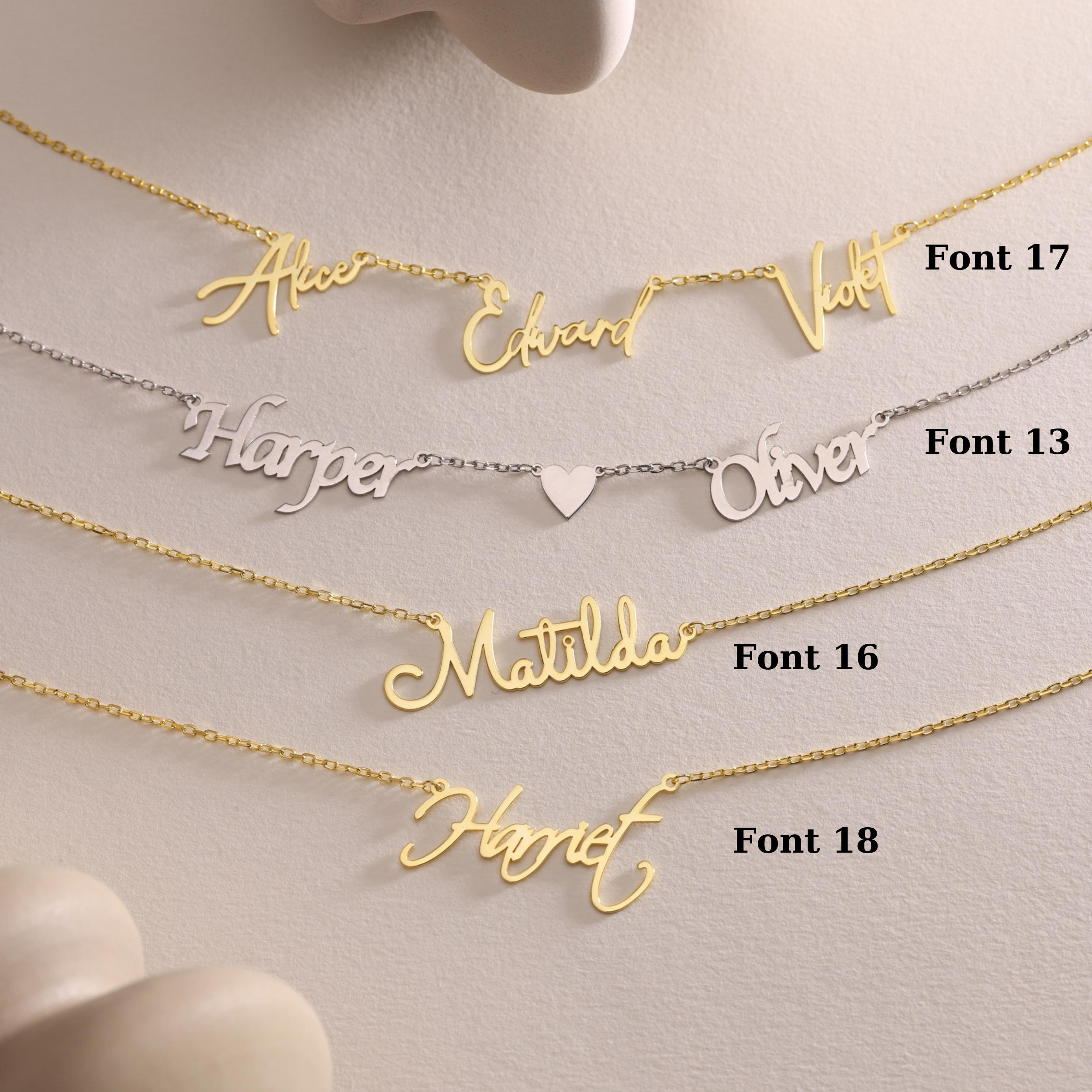 Gold Multiple Name Necklace