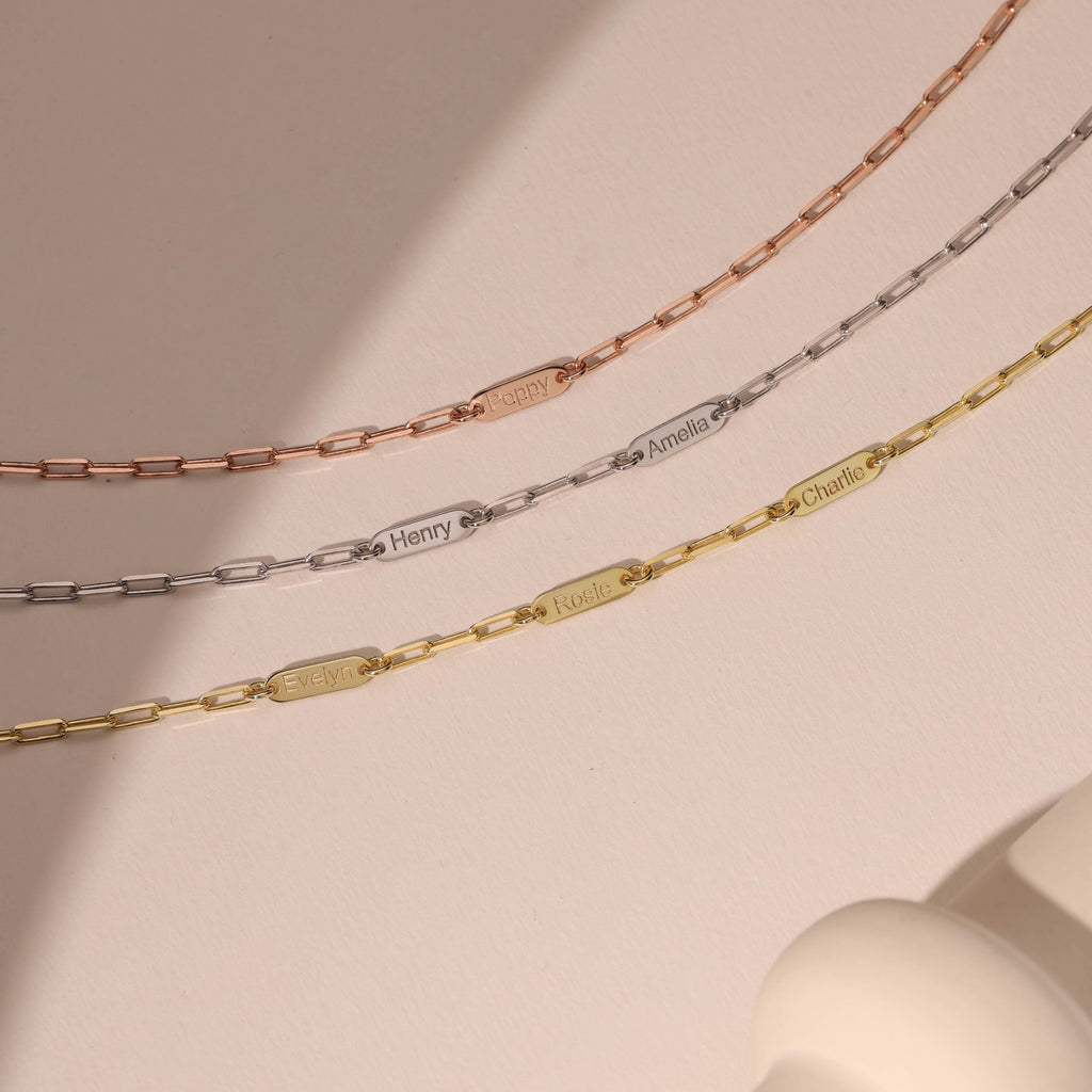 Custom Sterling Silver Family Name Bar Necklace