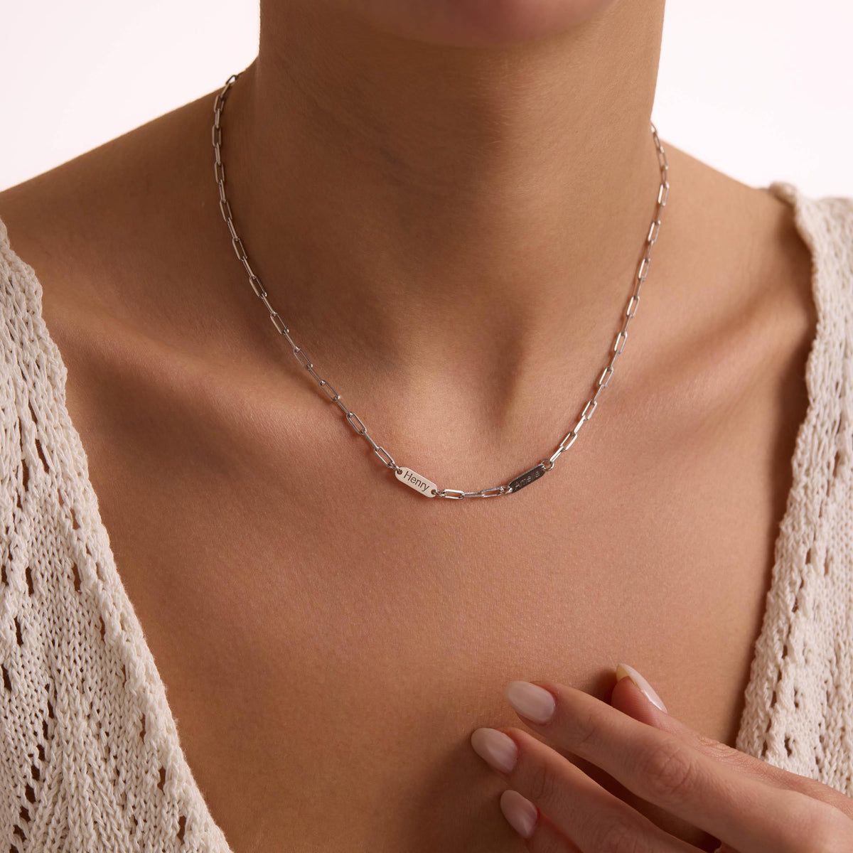 Custom Sterling Silver Family Name Bar Necklace