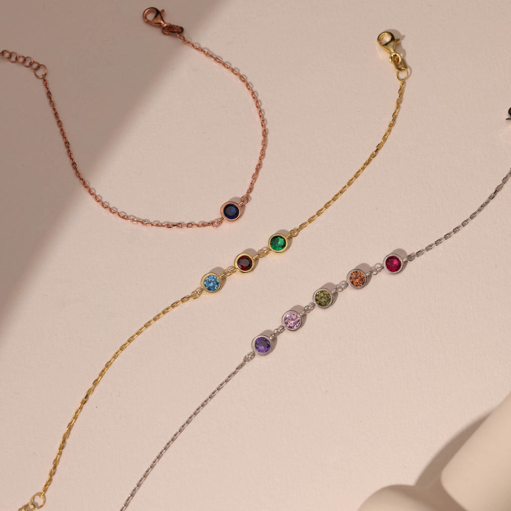 Sterling Silver Family Birthstone Bracelet