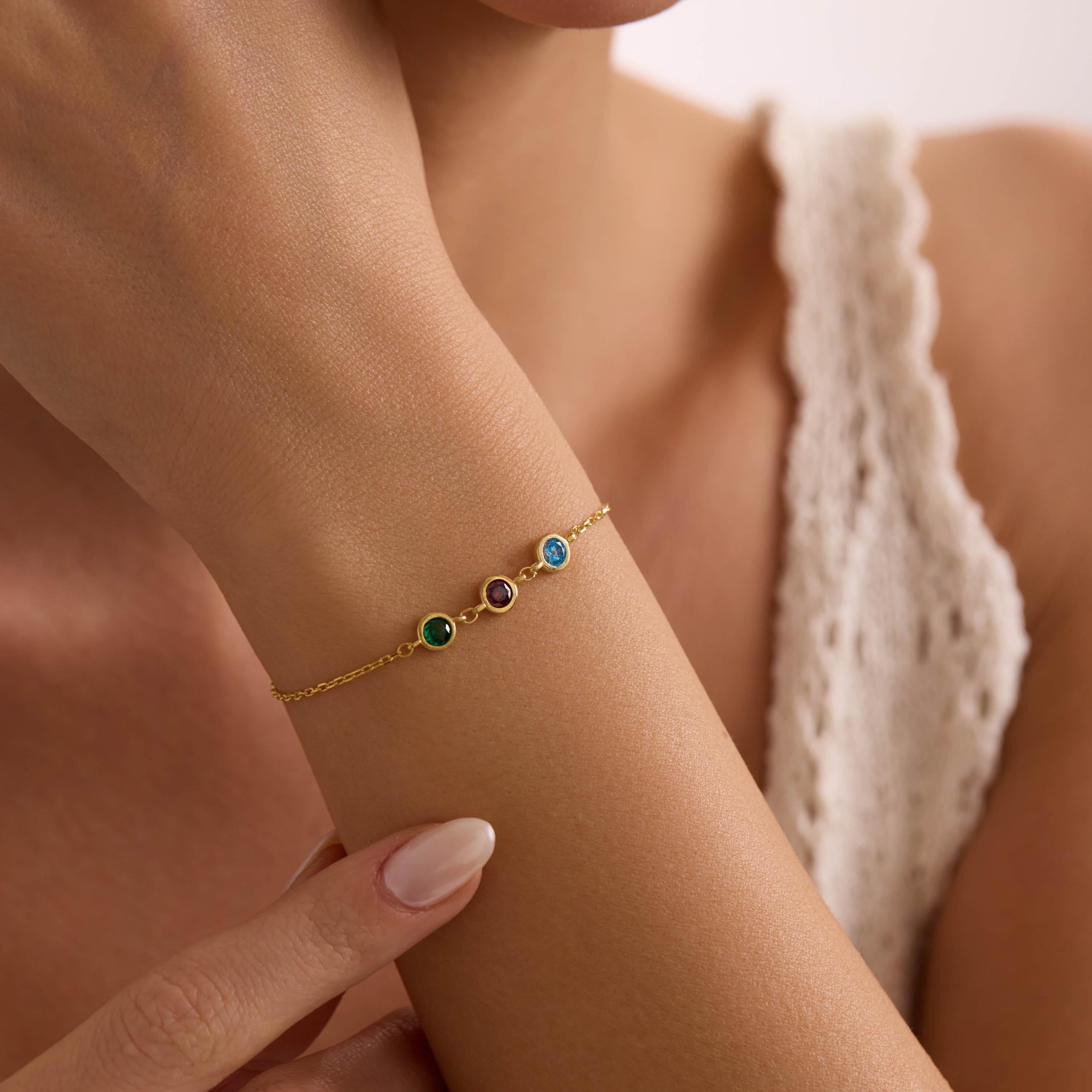 Sterling Silver Family Birthstone Bracelet