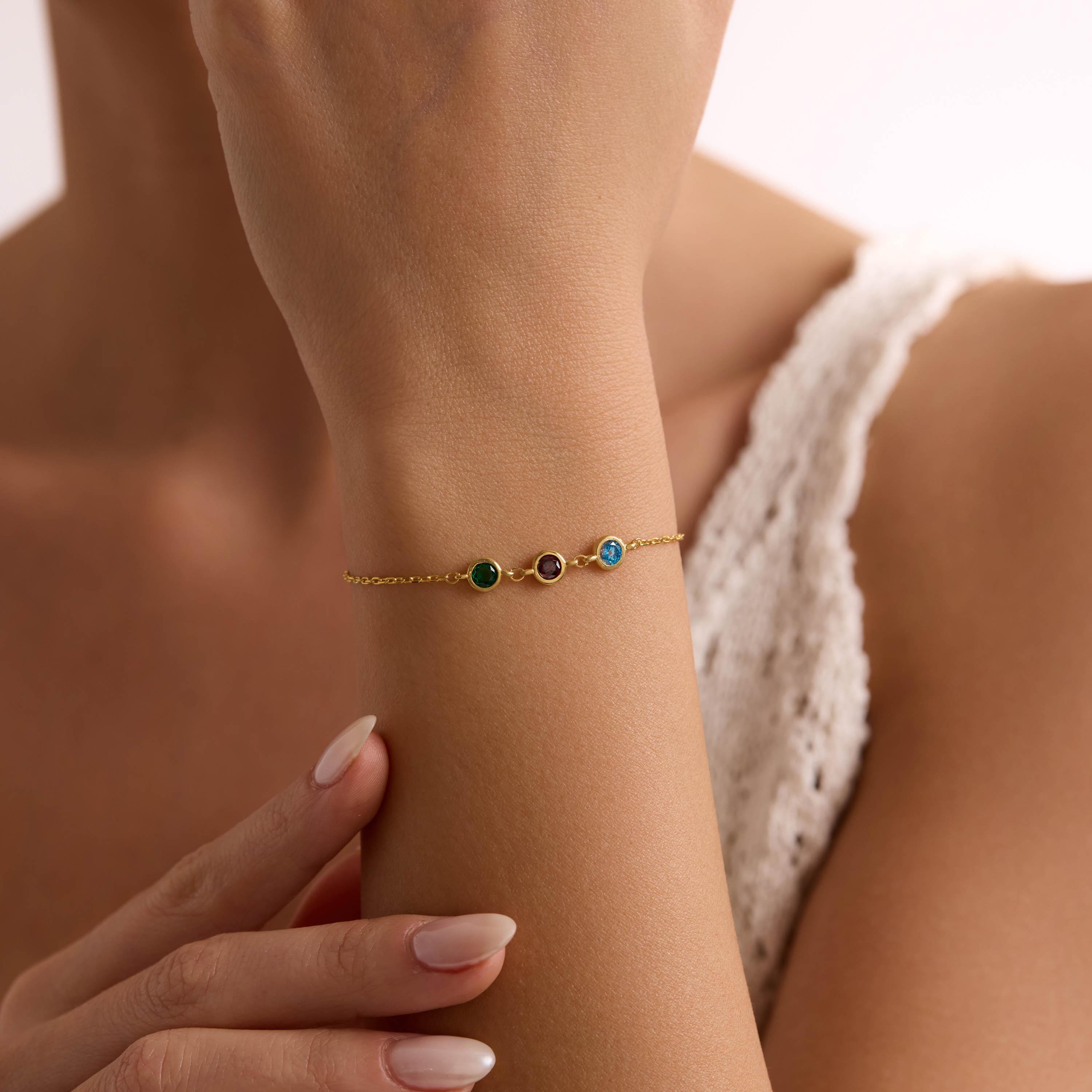 Sterling Silver Family Birthstone Bracelet