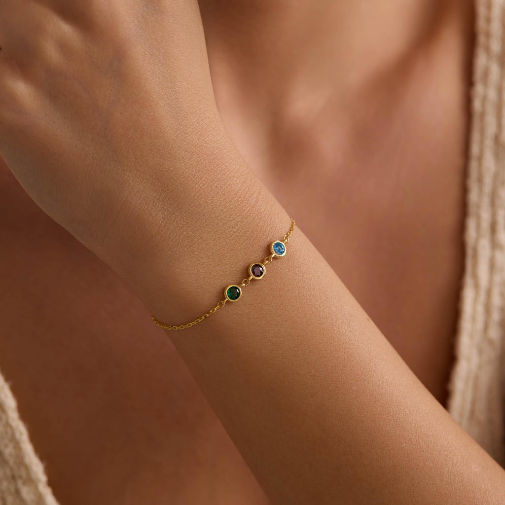 Personalized Sterling Silver Birthstone Bracelet
