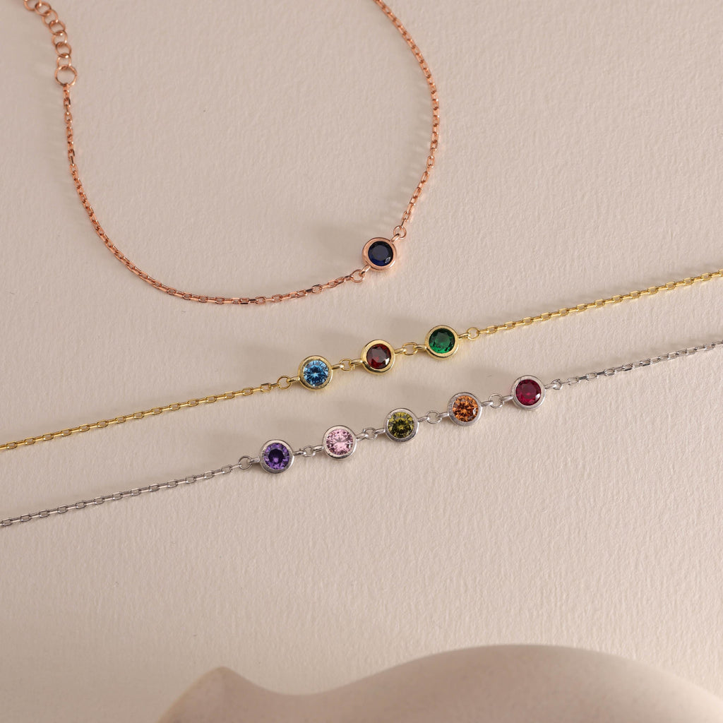 Personalized Sterling Silver Birthstone Bracelet