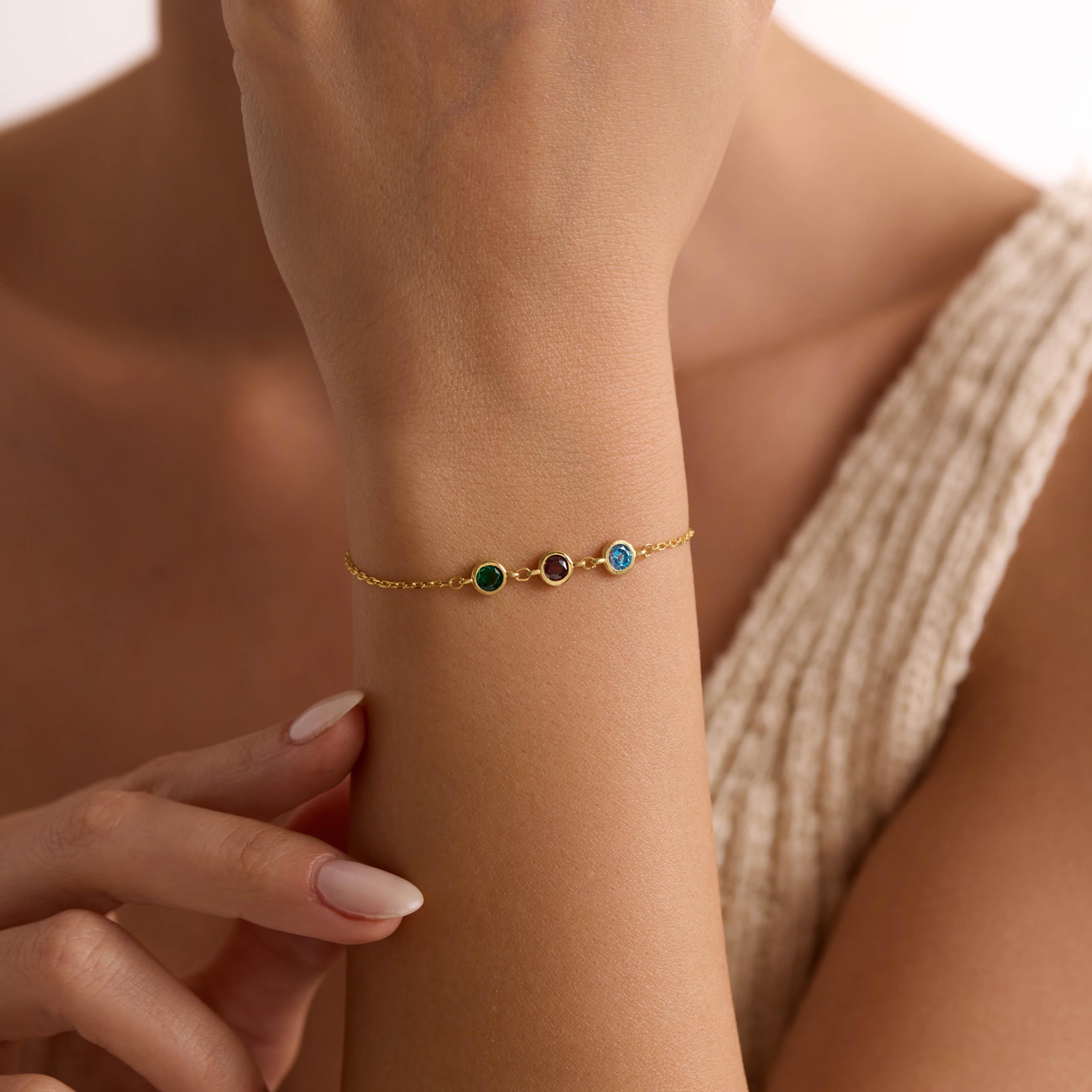Personalized Sterling Silver Birthstone Bracelet