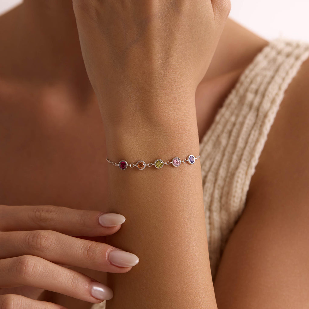Personalized Sterling Silver Birthstone Bracelet
