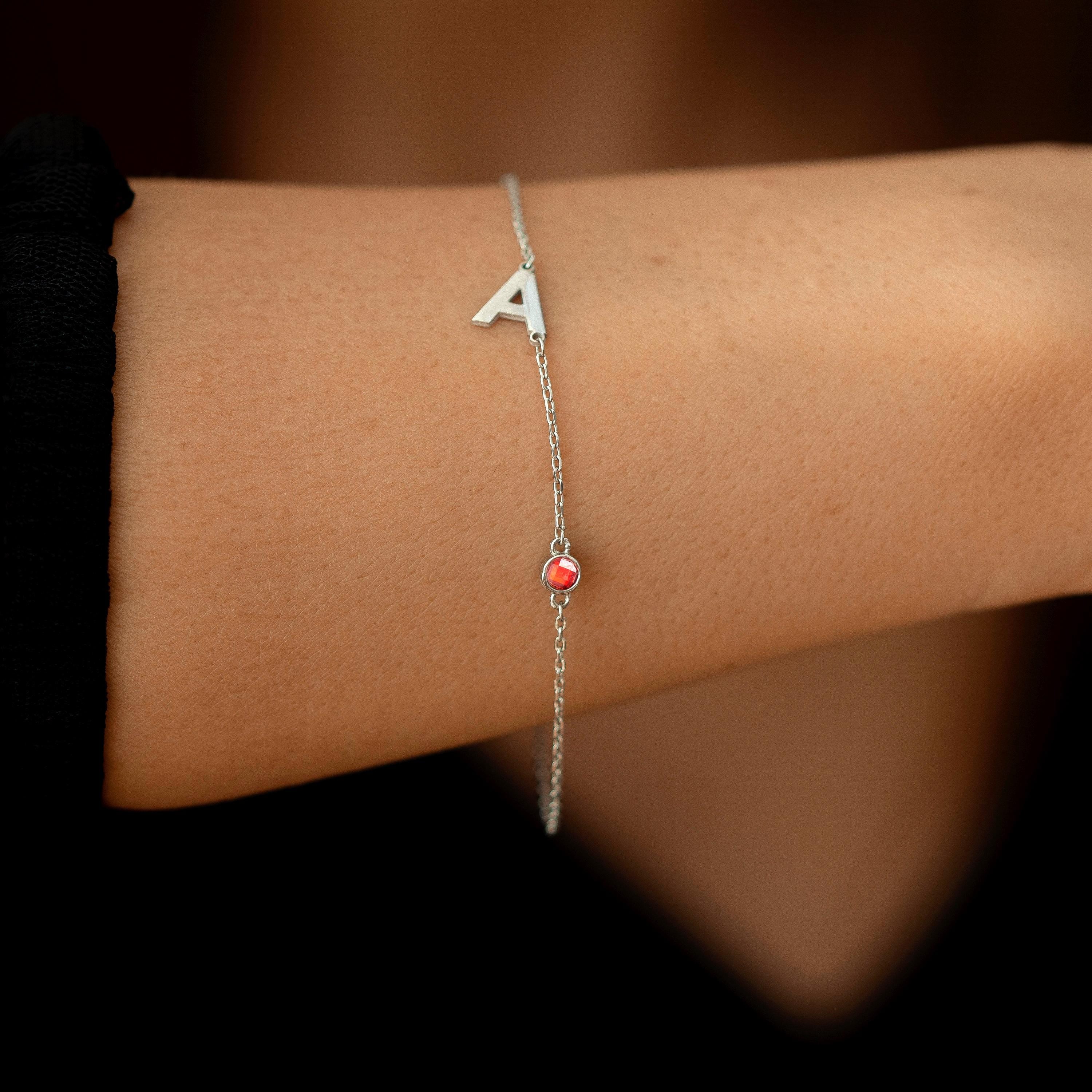 Personalized Birthstone Initial Bracelet