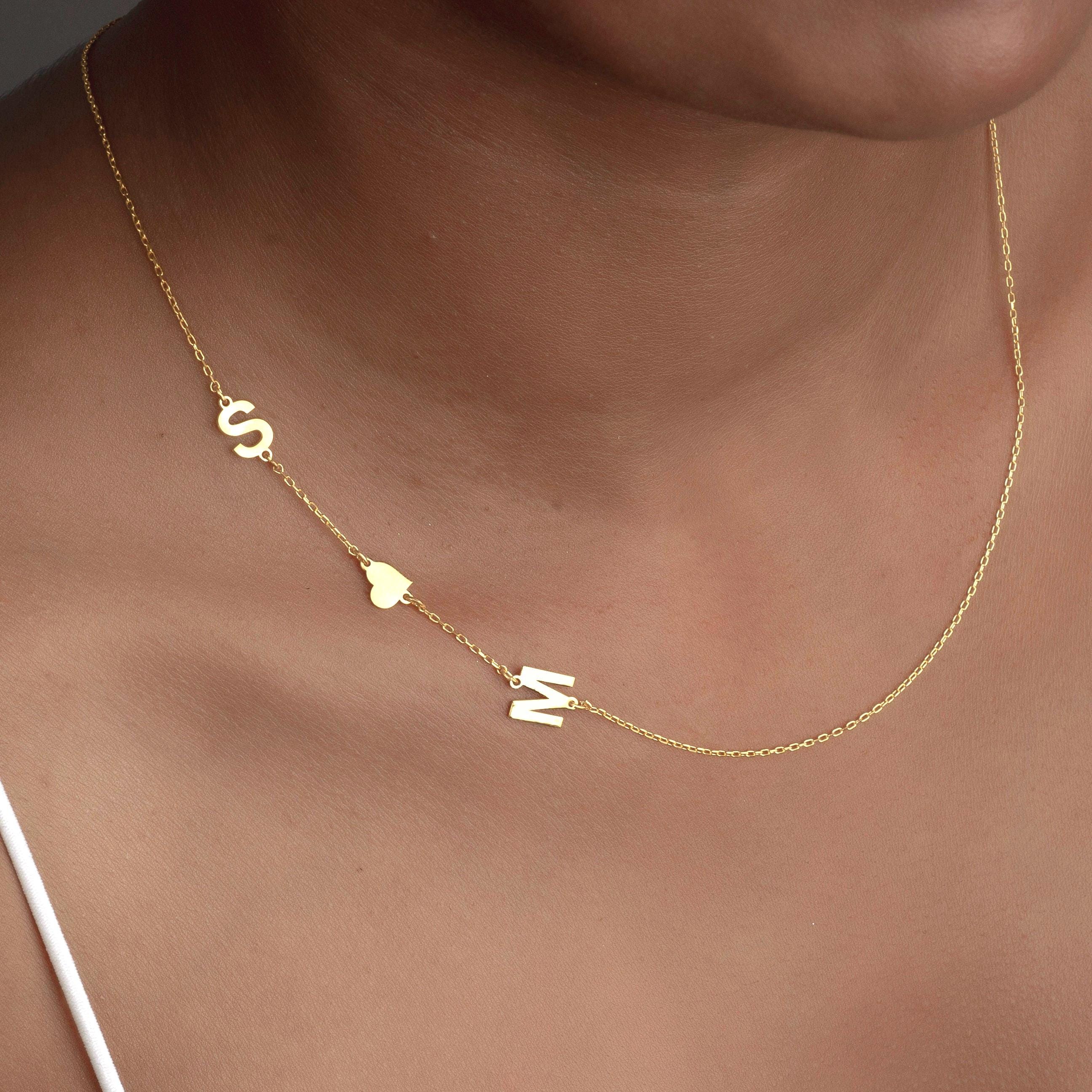 Custom Sterling Silver Sideways Initial Necklace