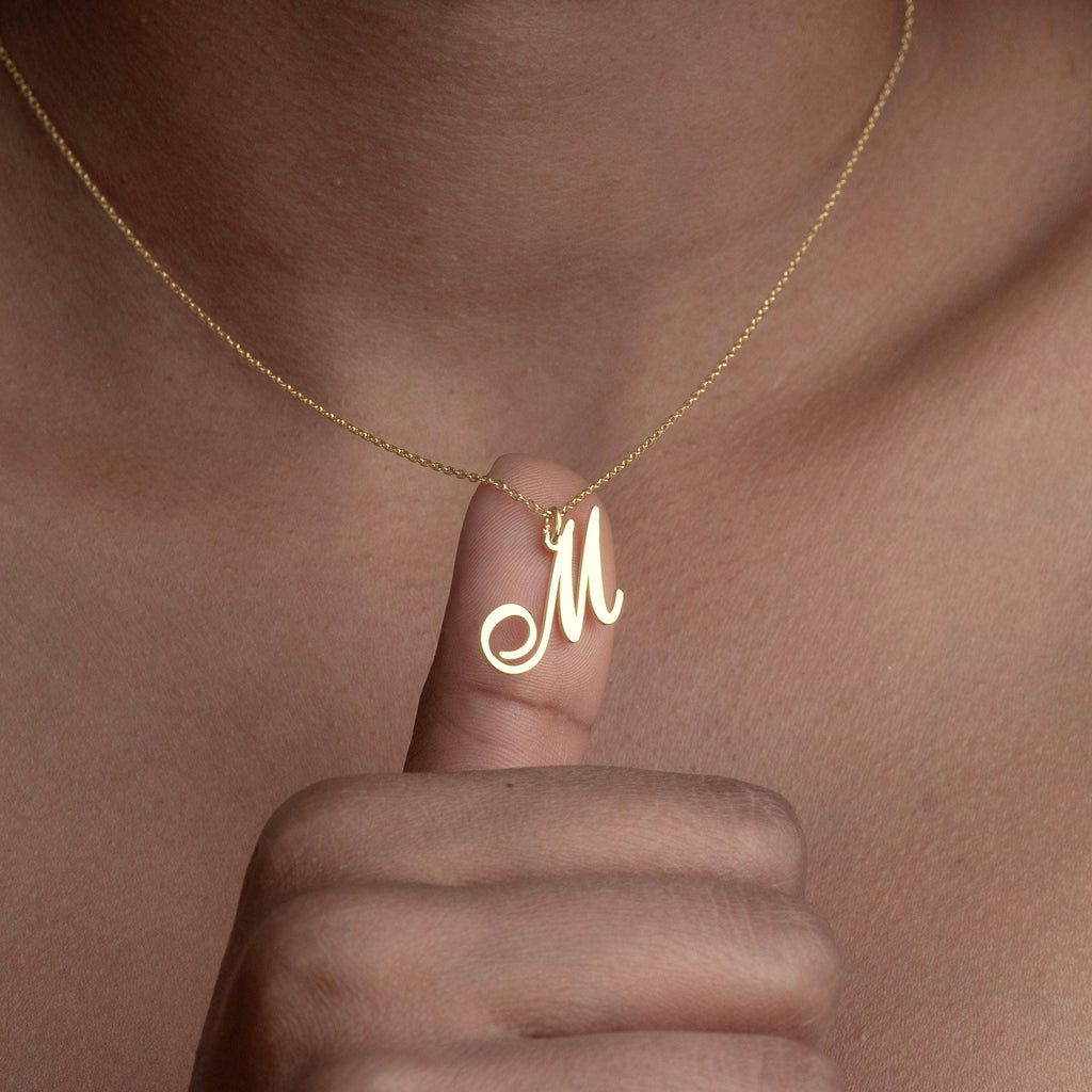 Handmade Cursive Initial Necklace