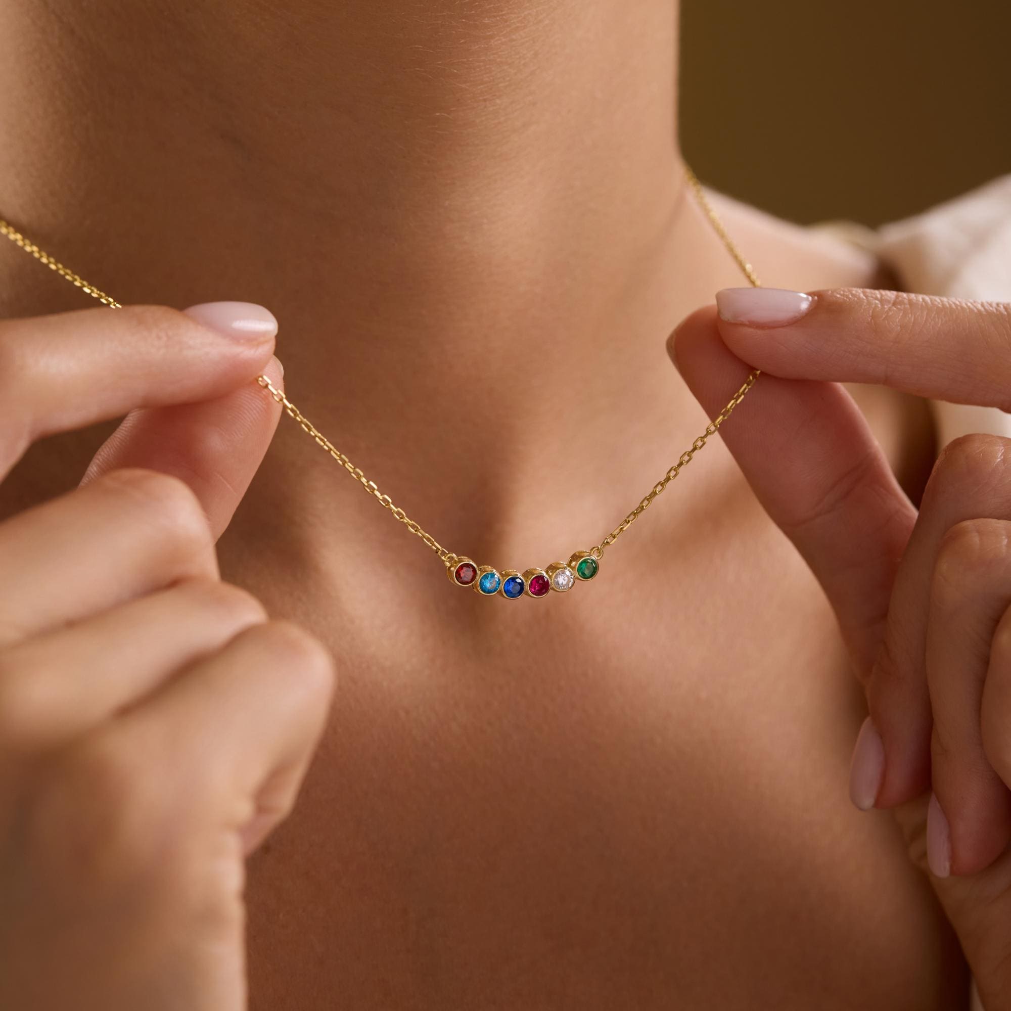 Personalized Sterling Silver Birthstone Necklace