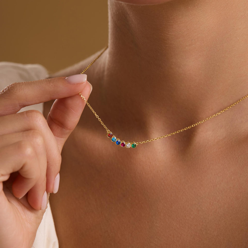 Personalized Sterling Silver Birthstone Necklace