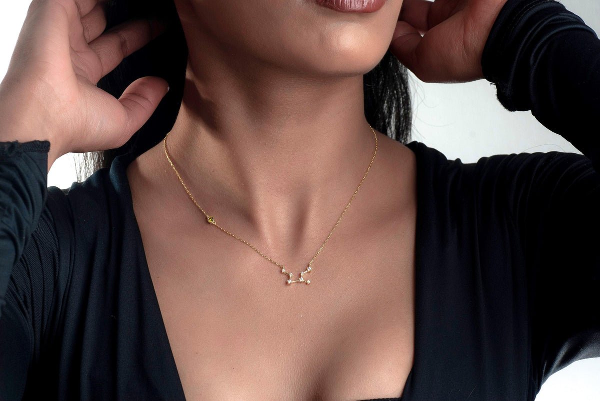 Personalized Birthstone Zodiac Necklace