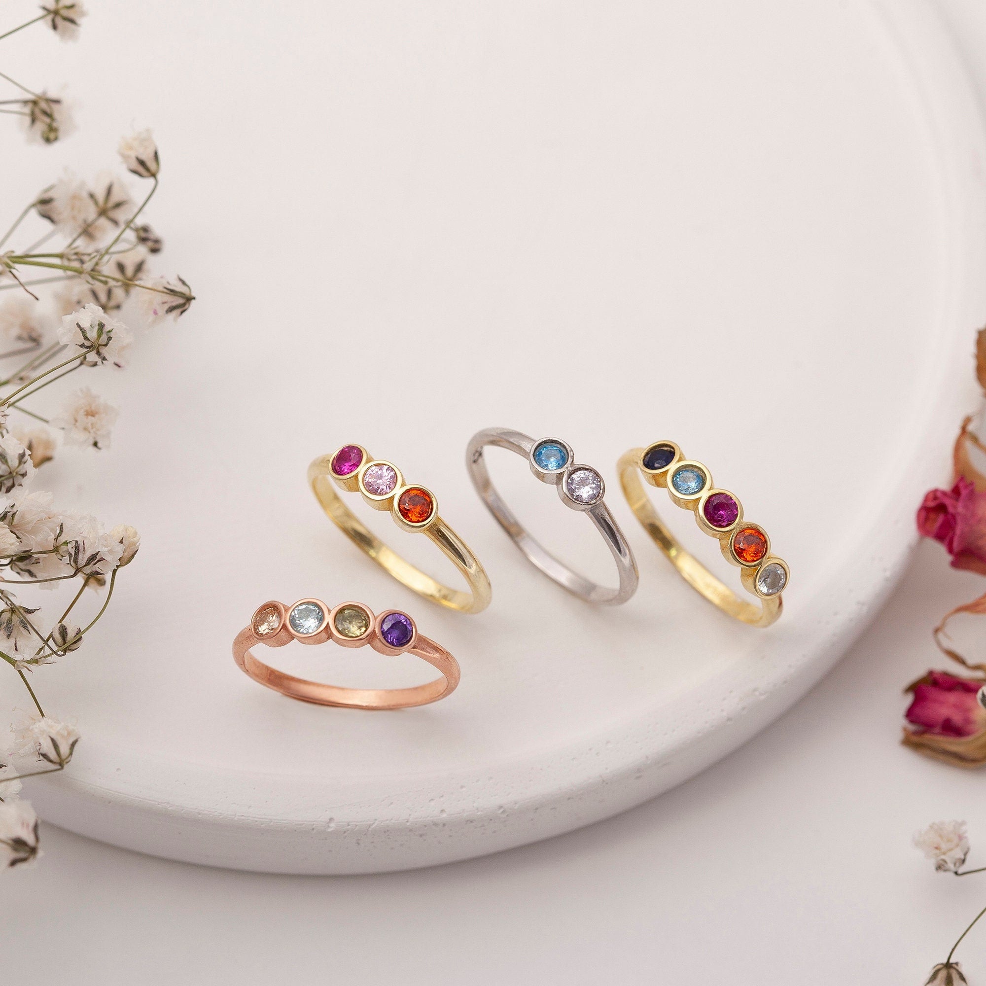 Handmade Sterling Silver Family Birthstone Ring