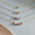 Personalized Sterling Silver Family Birthstone Necklace • Mom/Grandma Gift