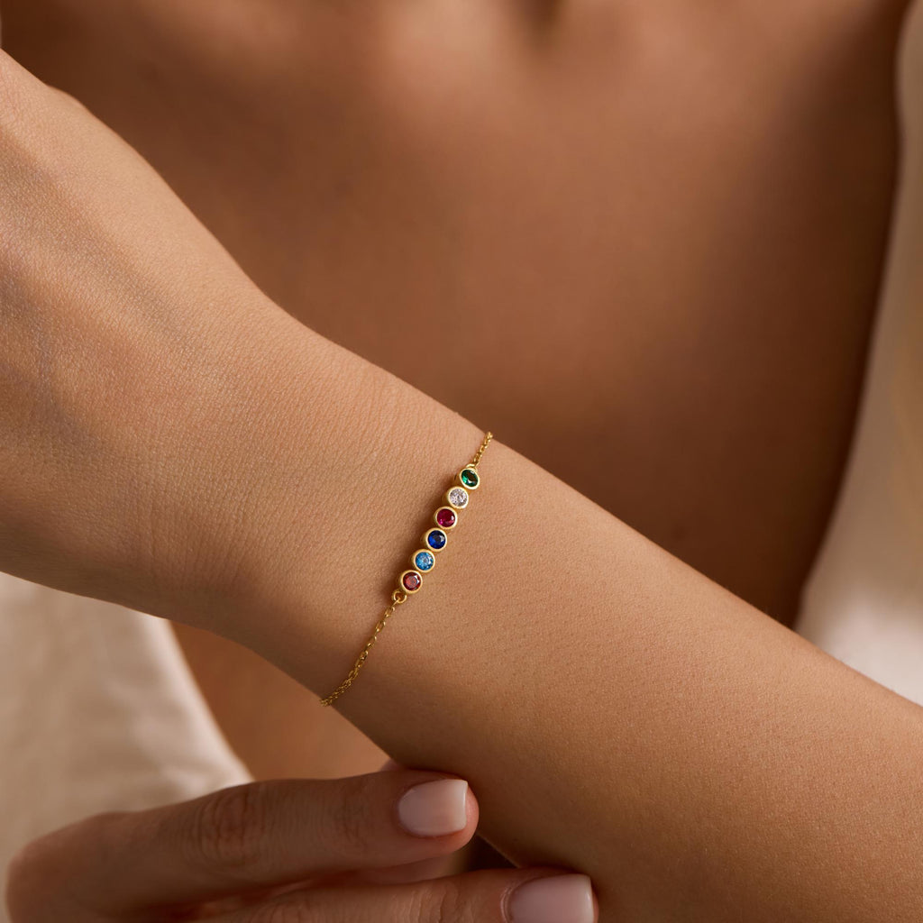 Personalized Sterling Silver Birthstone Bracelet