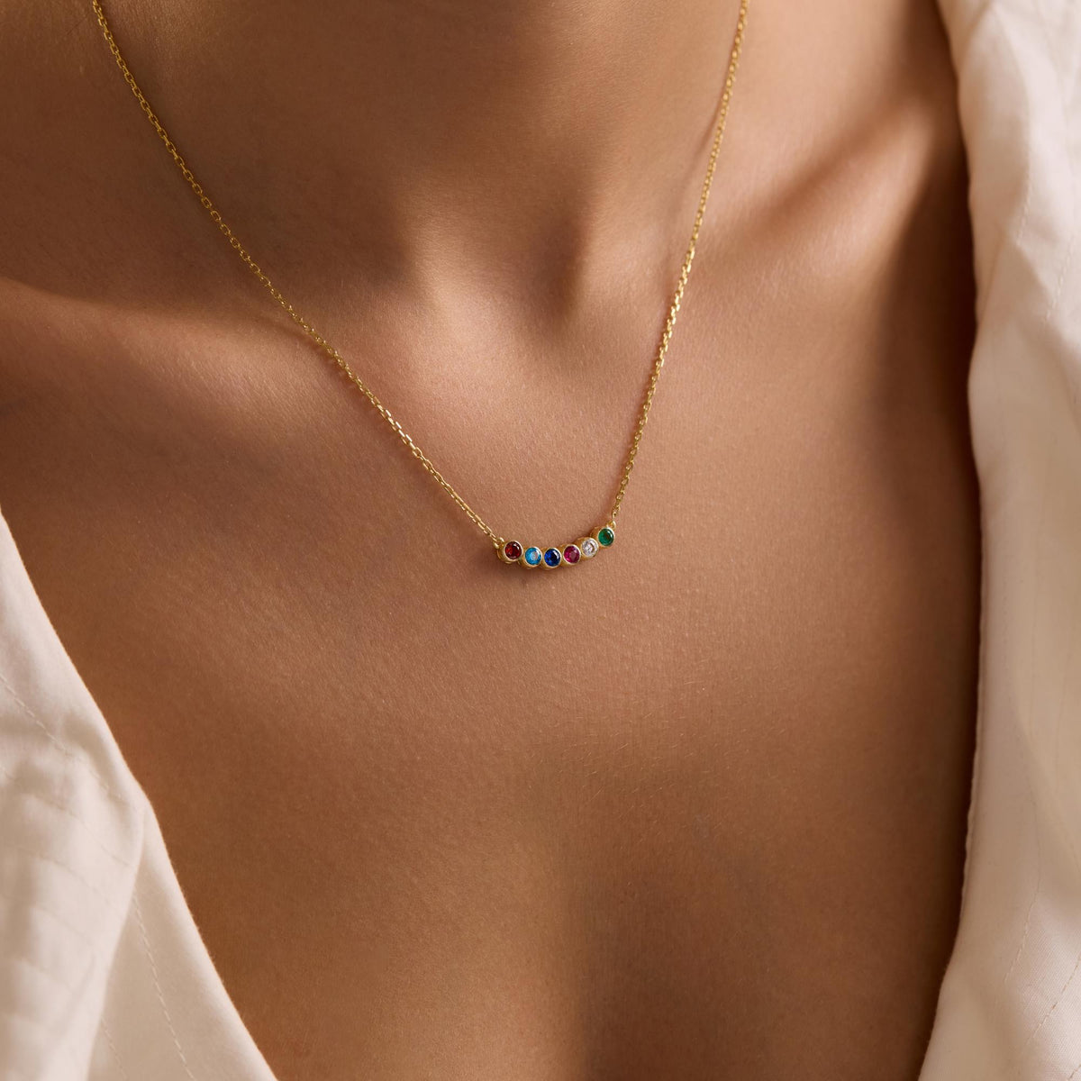 Personalized Sterling Silver Birthstone Necklace