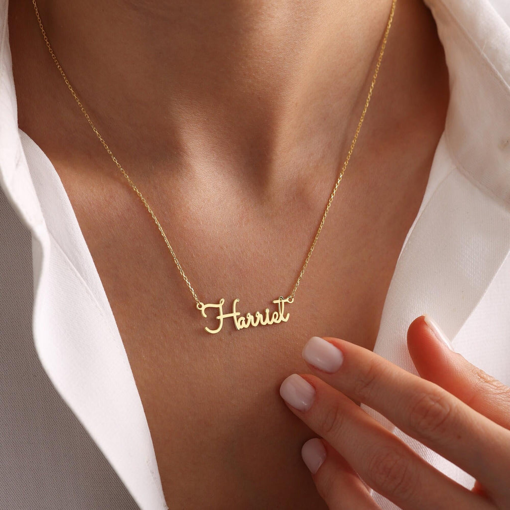 Gold Custom Handwritten Name Necklace