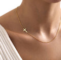 Dainty Sideways Cross Necklace