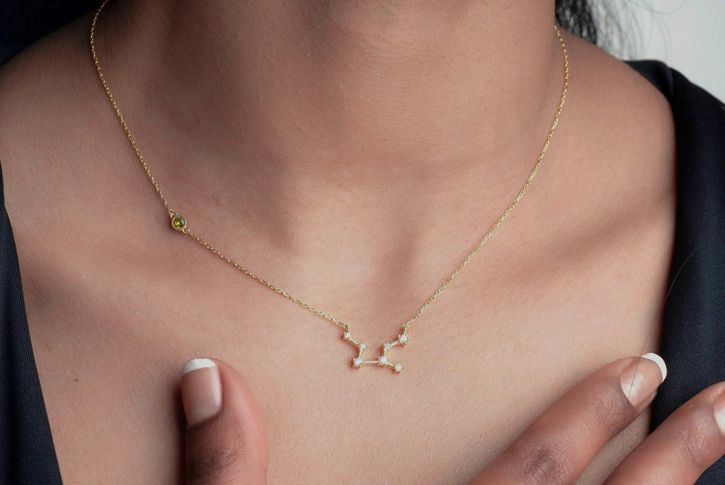 Personalized Birthstone Zodiac Necklace