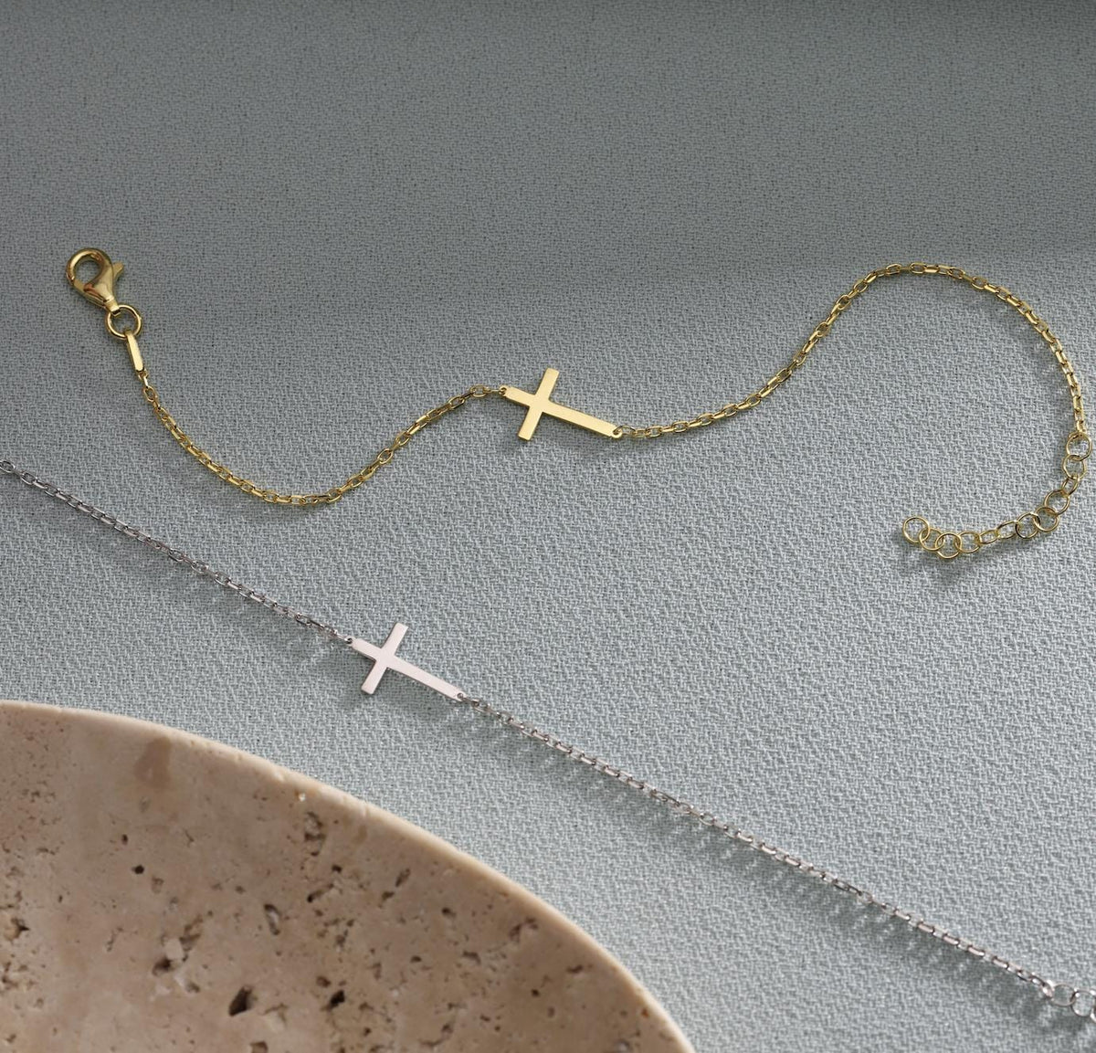 Dainty Sterling Silver Cross Bracelet