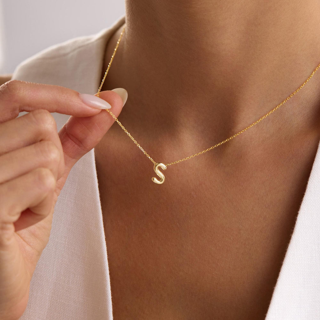 Personalized 3D Bubble Initial Necklace