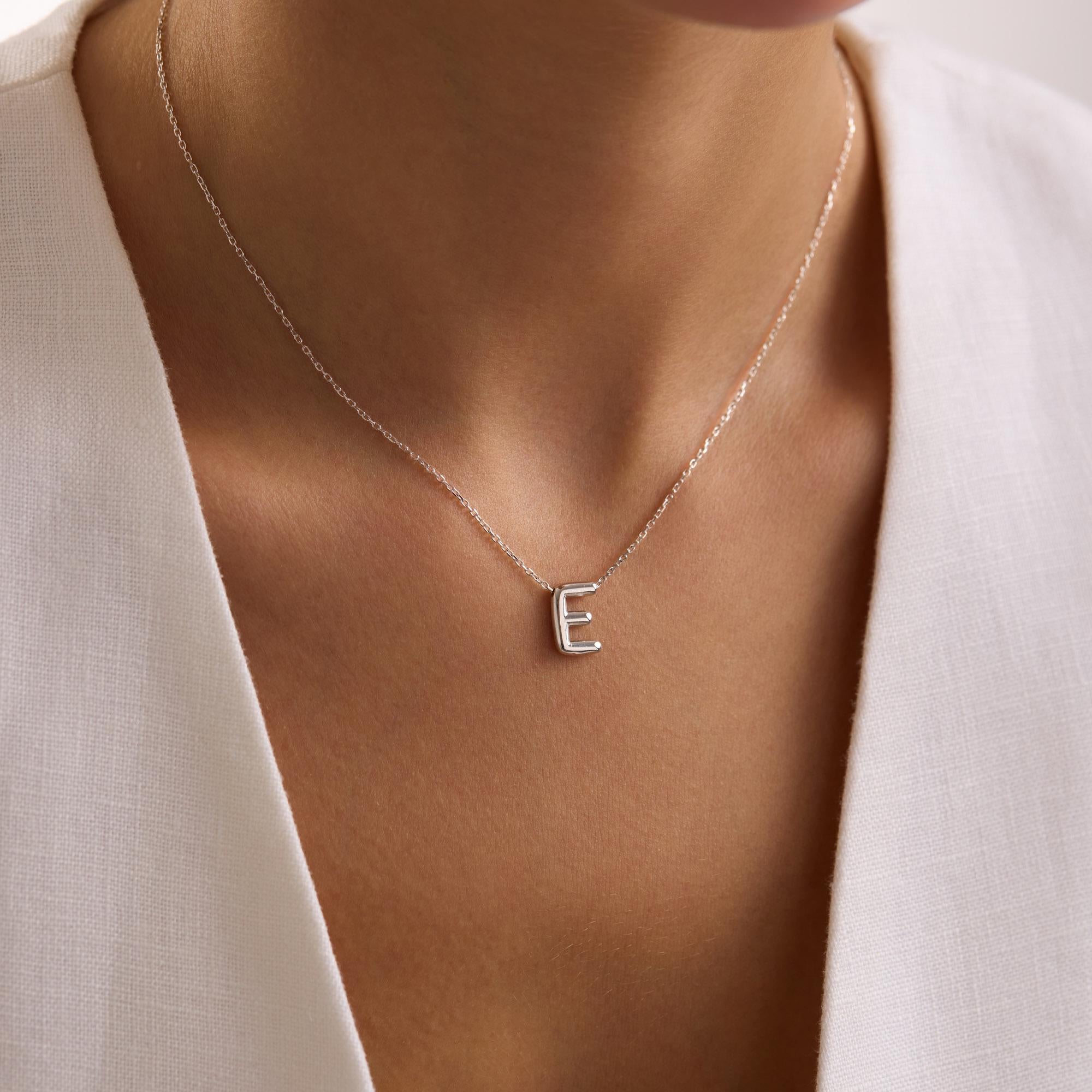 Sterling Silver 3D Bubble Initial Necklace