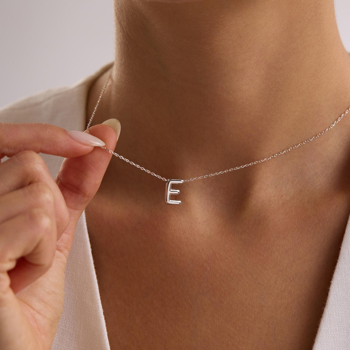 Sterling Silver 3D Bubble Initial Necklace
