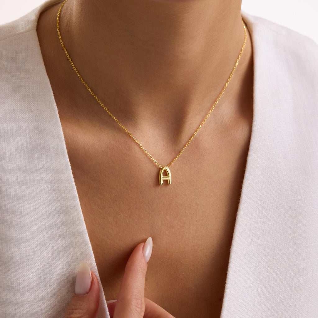 Personalized 3D Bubble Initial Necklace