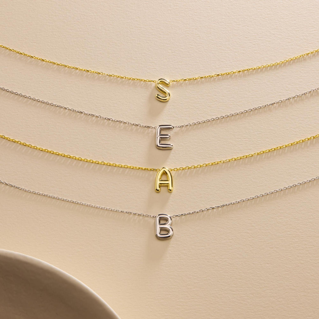 Personalized 3D Bubble Initial Necklace