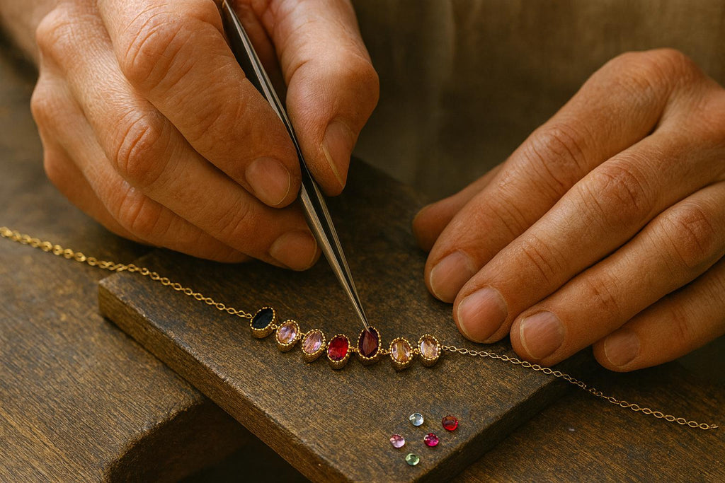 Sterling Silver Family Birthstone Necklace