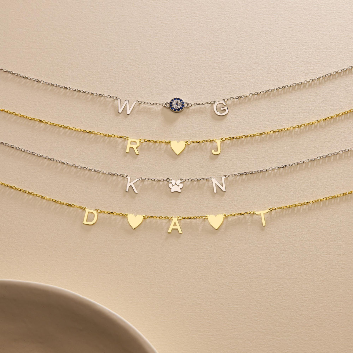 Personalized Initial Necklace with Icons • 925 Sterling Silver